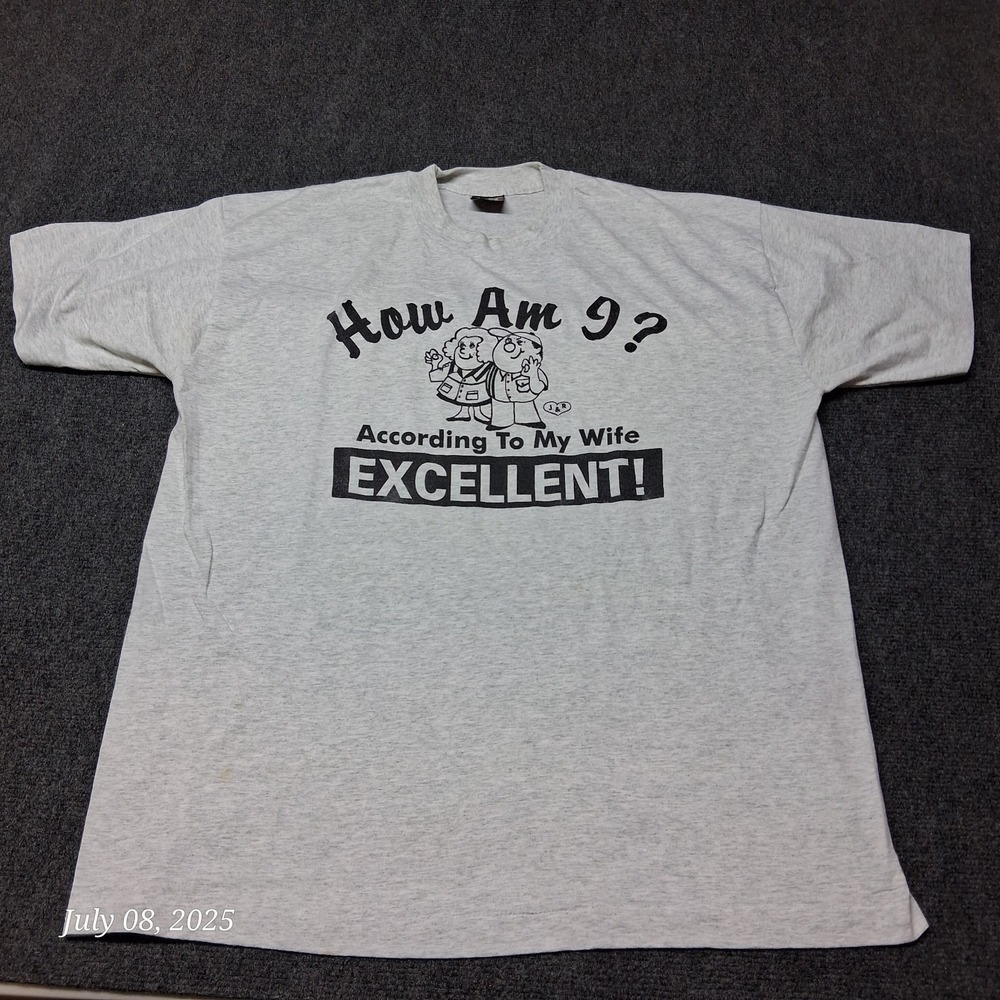 Vintage Novelty Funny Wife Husband T Shirt‎ Size XL Gray BEST